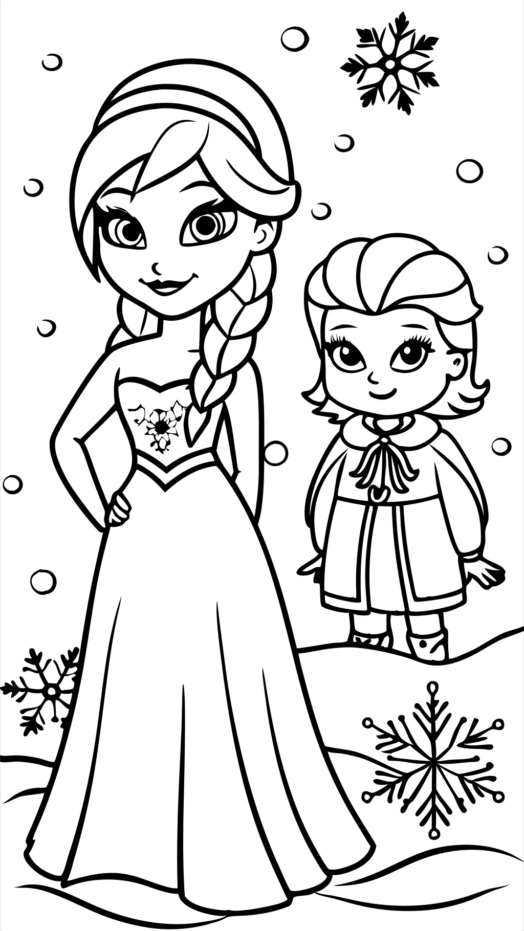 coloriages Elsa et Anna gelés